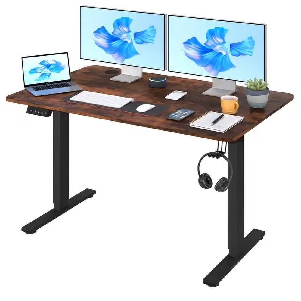 48*24In Computer Desk ，Electric Standing Desk ，T-Shape with Headphone Hook Gaming Table ，Computer Desk That Raises up and down Adjustable Height Computer Desk Home Office Desks，