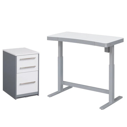 Babin Adjustable Glass Top Metal Base Standing Desk