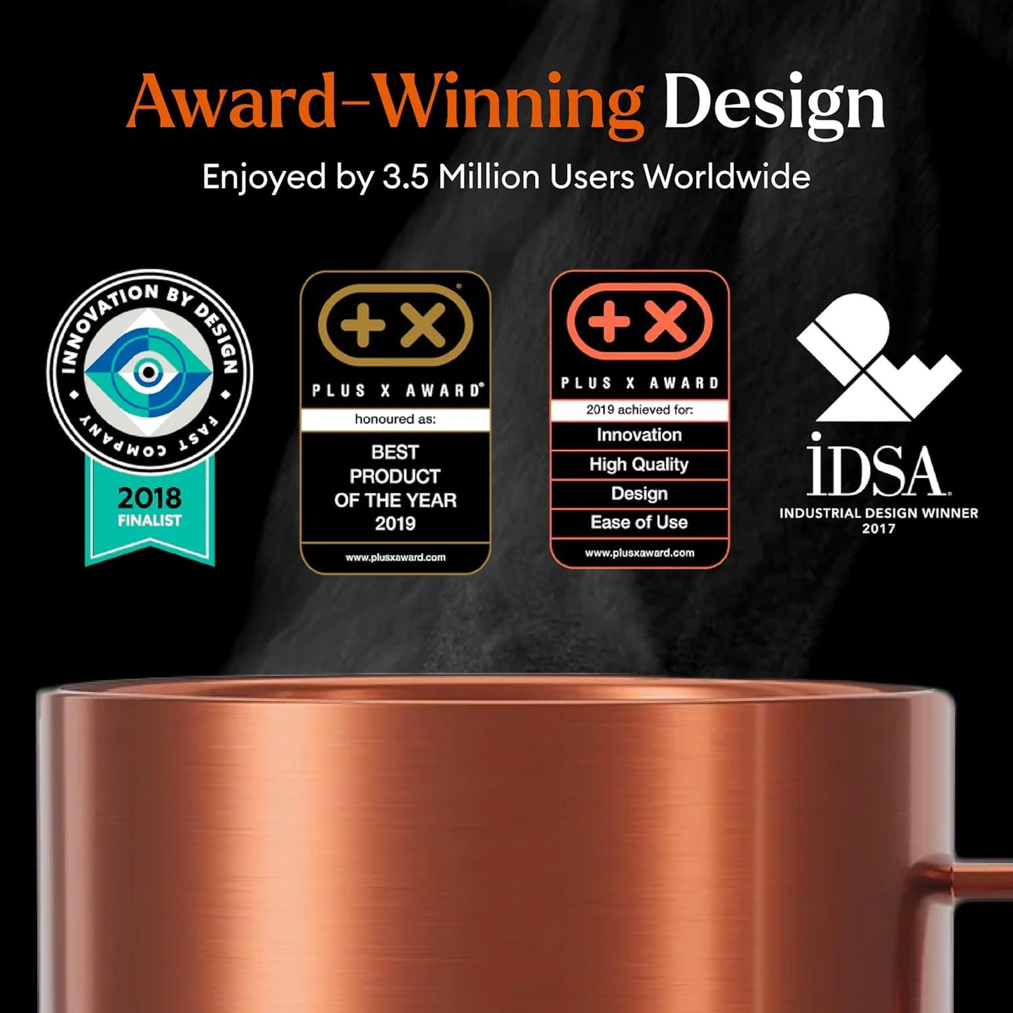 Temperature Control Smart Mug 2, 10 Oz, App-Controlled Heated Coffee Mug with 80 Min Battery Life and Improved Design, Copper