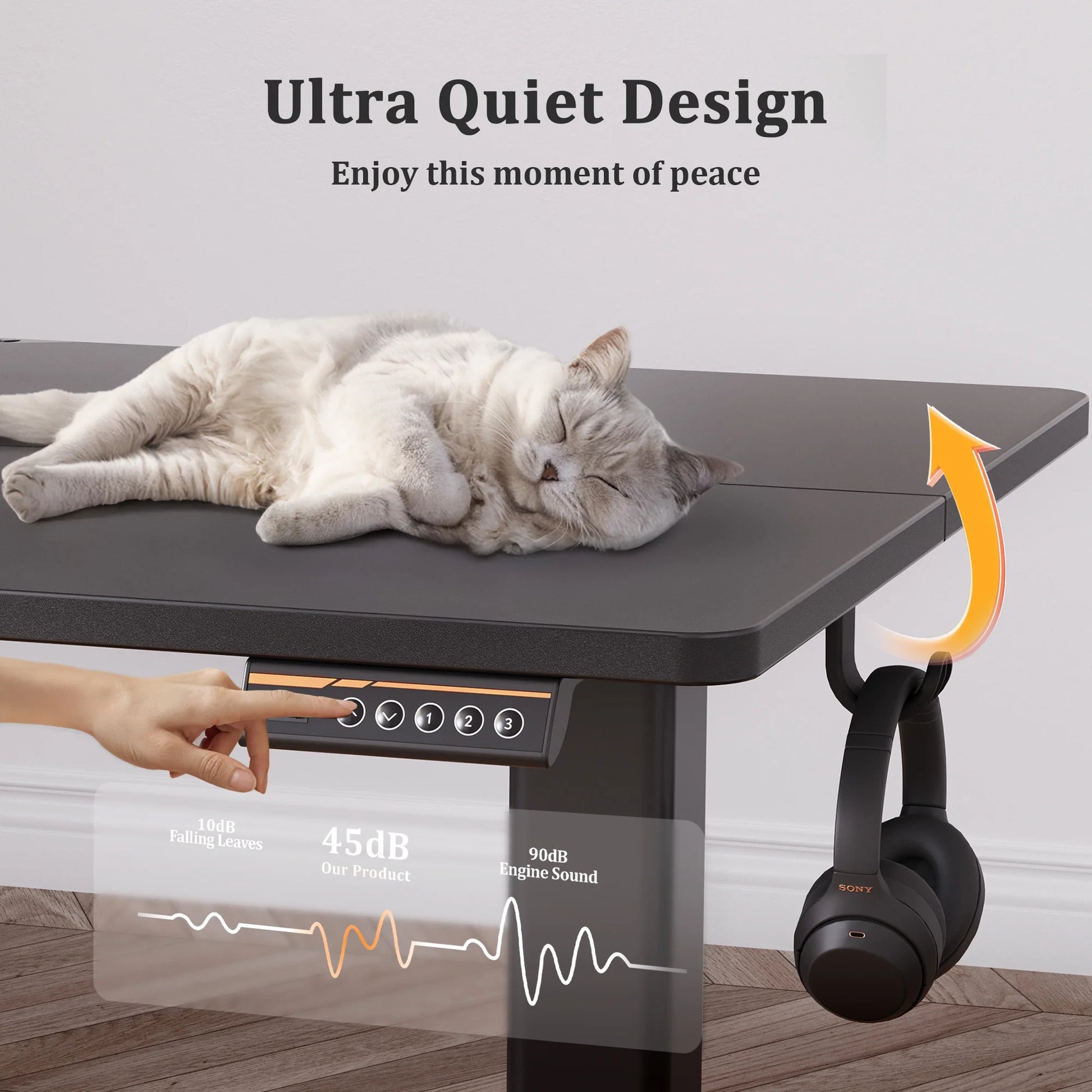 Electric Standing Desk, Adjustable Height Stand up Desk, 48X24 Inches Sit to Stand Home Office Desk with Splice Board, Black Frame/Black Top