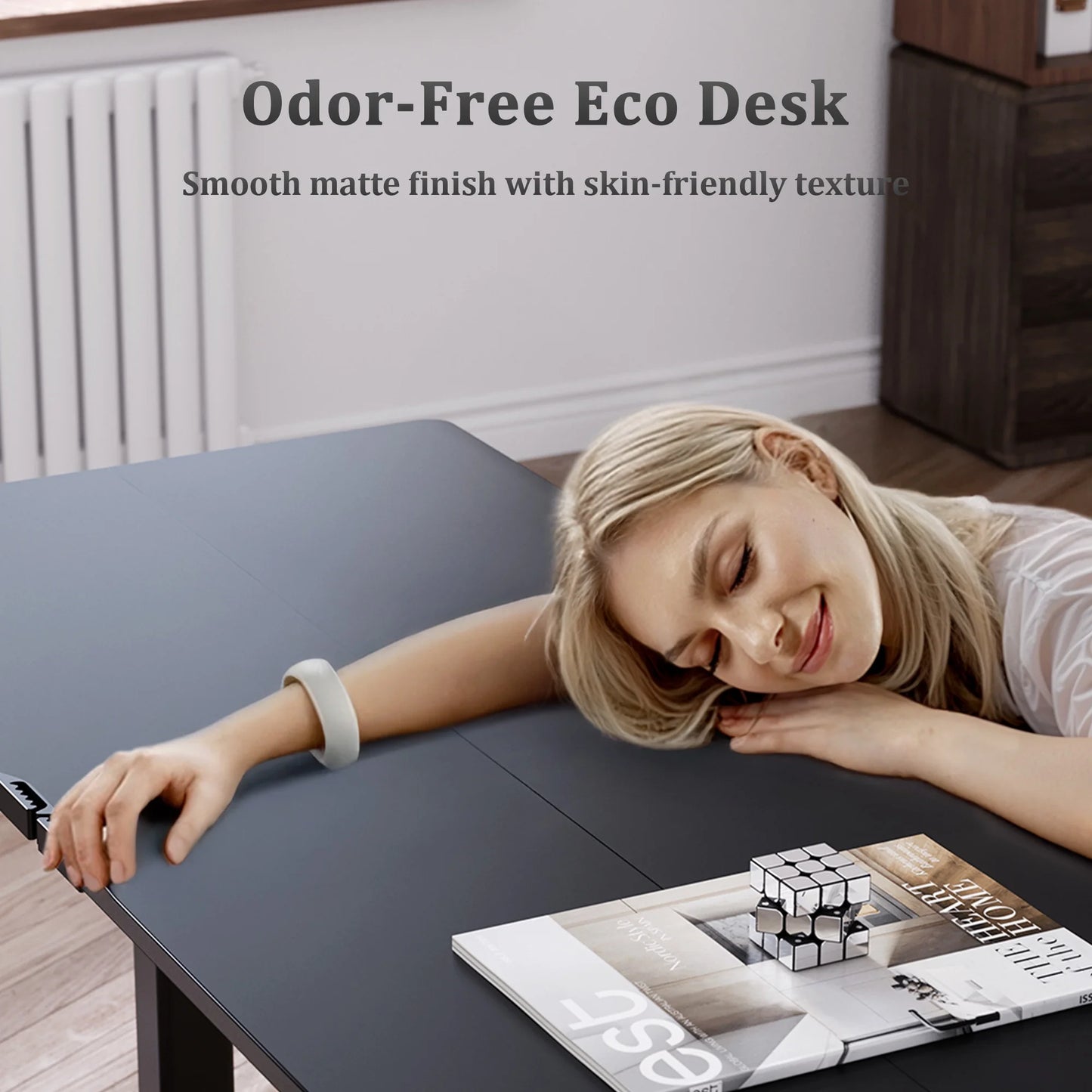 Electric Standing Desk, Adjustable Height Stand up Desk, 48X24 Inches Sit to Stand Home Office Desk with Splice Board, Black Frame/Black Top