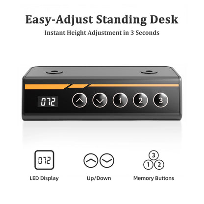 Electric Standing Desk, Adjustable Height Stand up Desk, 48X24 Inches Sit to Stand Home Office Desk with Splice Board, Black Frame/Black Top