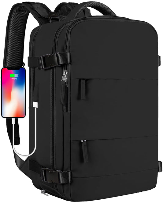 Large Travel Backpack for Women Men Laptop Bag Airline Approved Carry on Backpacks Waterproof anti Theft Gym Bags Hiking Flight Approved Luggage Casual Daypack, Large, Black