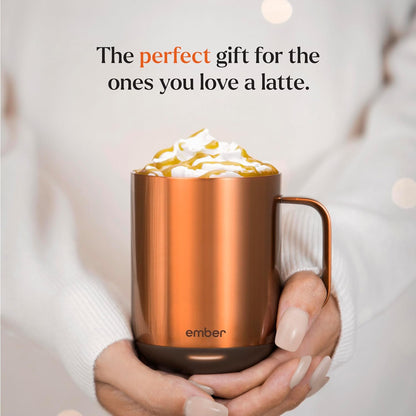 Temperature Control Smart Mug 2, 10 Oz, App-Controlled Heated Coffee Mug with 80 Min Battery Life and Improved Design, Copper