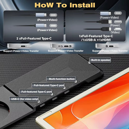 15.6” Laptop Screen Extender [120% Srgb FHD 1080P IPS][ 235°Rotation & Kickstand] Triple Portable Monitor