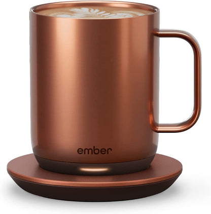Temperature Control Smart Mug 2, 10 Oz, App-Controlled Heated Coffee Mug with 80 Min Battery Life and Improved Design, Copper