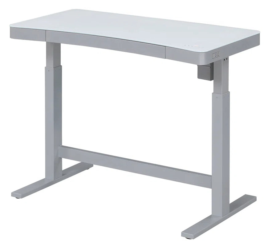 Babin Adjustable Glass Top Metal Base Standing Desk