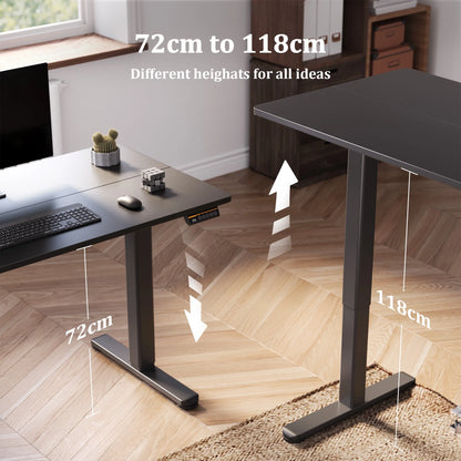 Electric Standing Desk, Adjustable Height Stand up Desk, 48X24 Inches Sit to Stand Home Office Desk with Splice Board, Black Frame/Black Top
