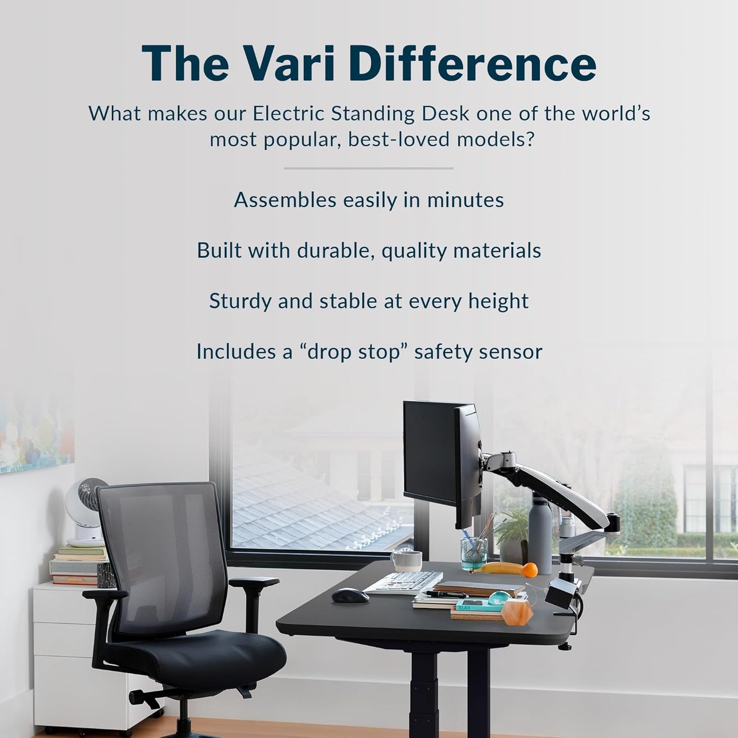 Classic Electric Standing Desk - desk Height Adjustable Sit/Stand Desk - Dual Motor with Memory Presets, Stable T-Style Legs - Gaming or Home Office Workstation - 60”X30”, Black/Black