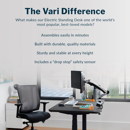 Classic Electric Standing Desk - desk Height Adjustable Sit/Stand Desk - Dual Motor with Memory Presets, Stable T-Style Legs - Gaming or Home Office Workstation - 60”X30”, Black/Black