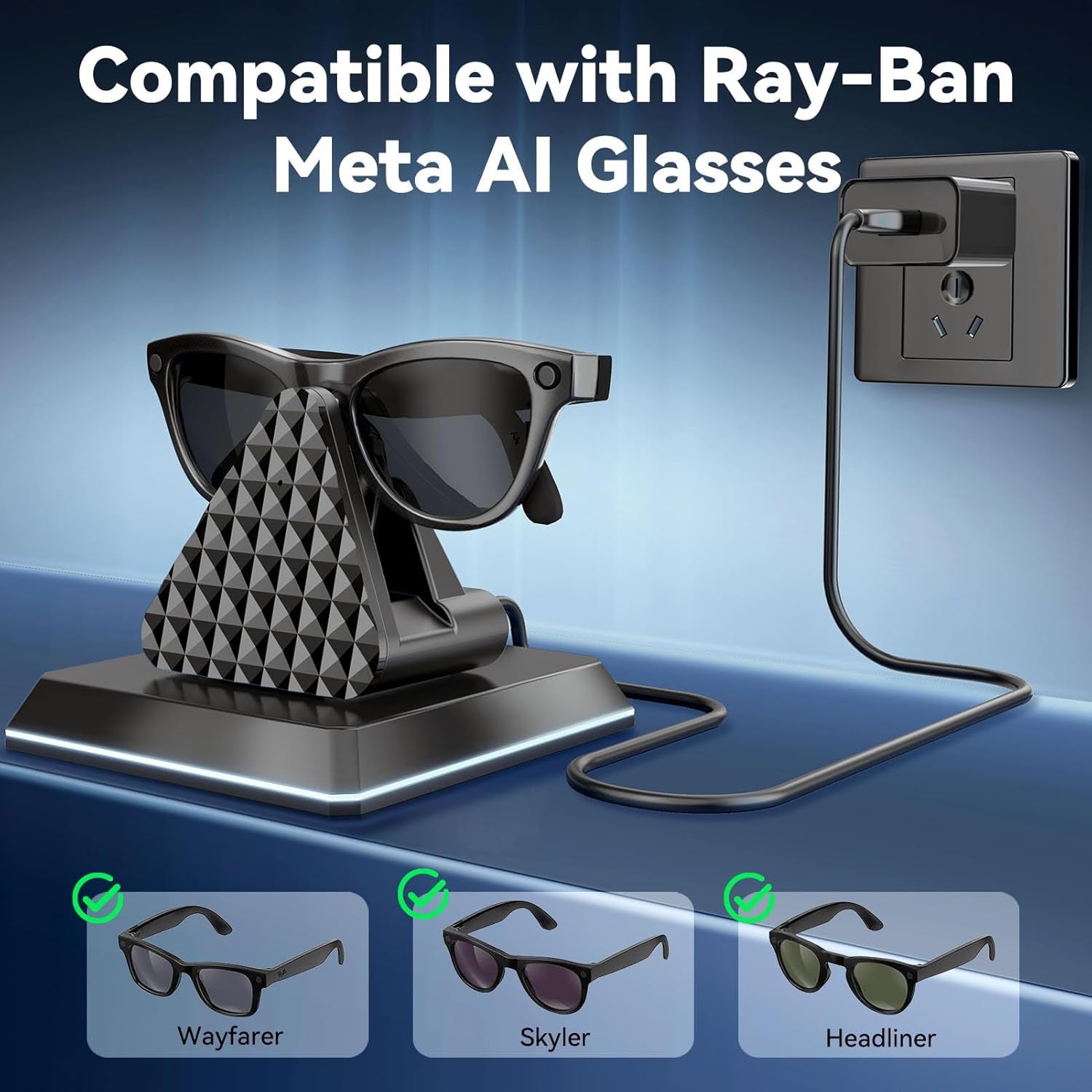 Charging Station for Ray Ban Meta - Replacement Charger for Ray-Ban Meta Glasses