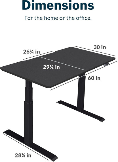 Classic Electric Standing Desk - desk Height Adjustable Sit/Stand Desk - Dual Motor with Memory Presets, Stable T-Style Legs - Gaming or Home Office Workstation - 60”X30”, Black/Black