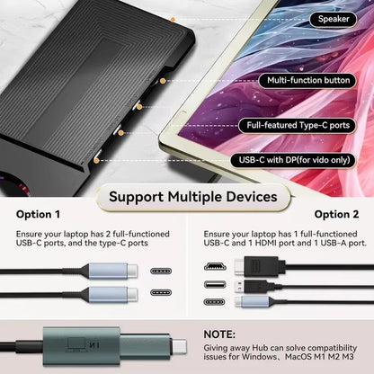 Authenticity Guarantee.15.6" Laptop Screen Extender, 120% Srgb FHD 1080P IPS Triple Portable Laptop Monitor Extender with Hub US