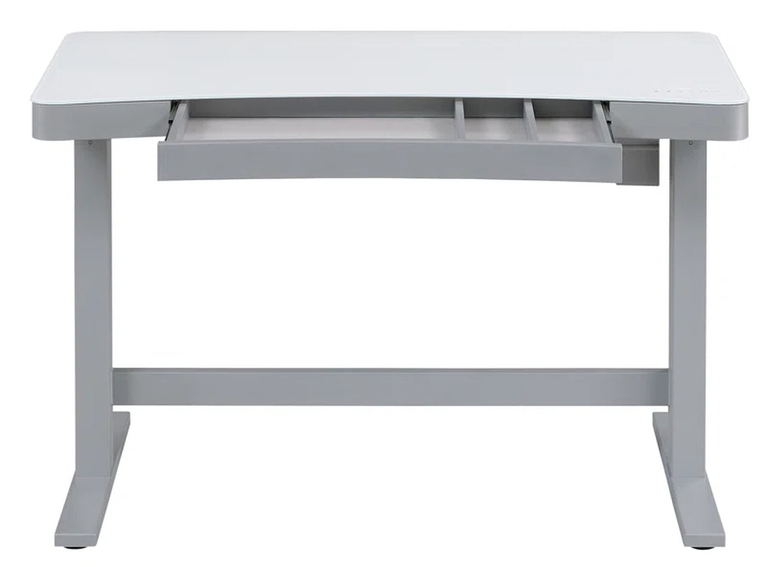 Babin Adjustable Glass Top Metal Base Standing Desk