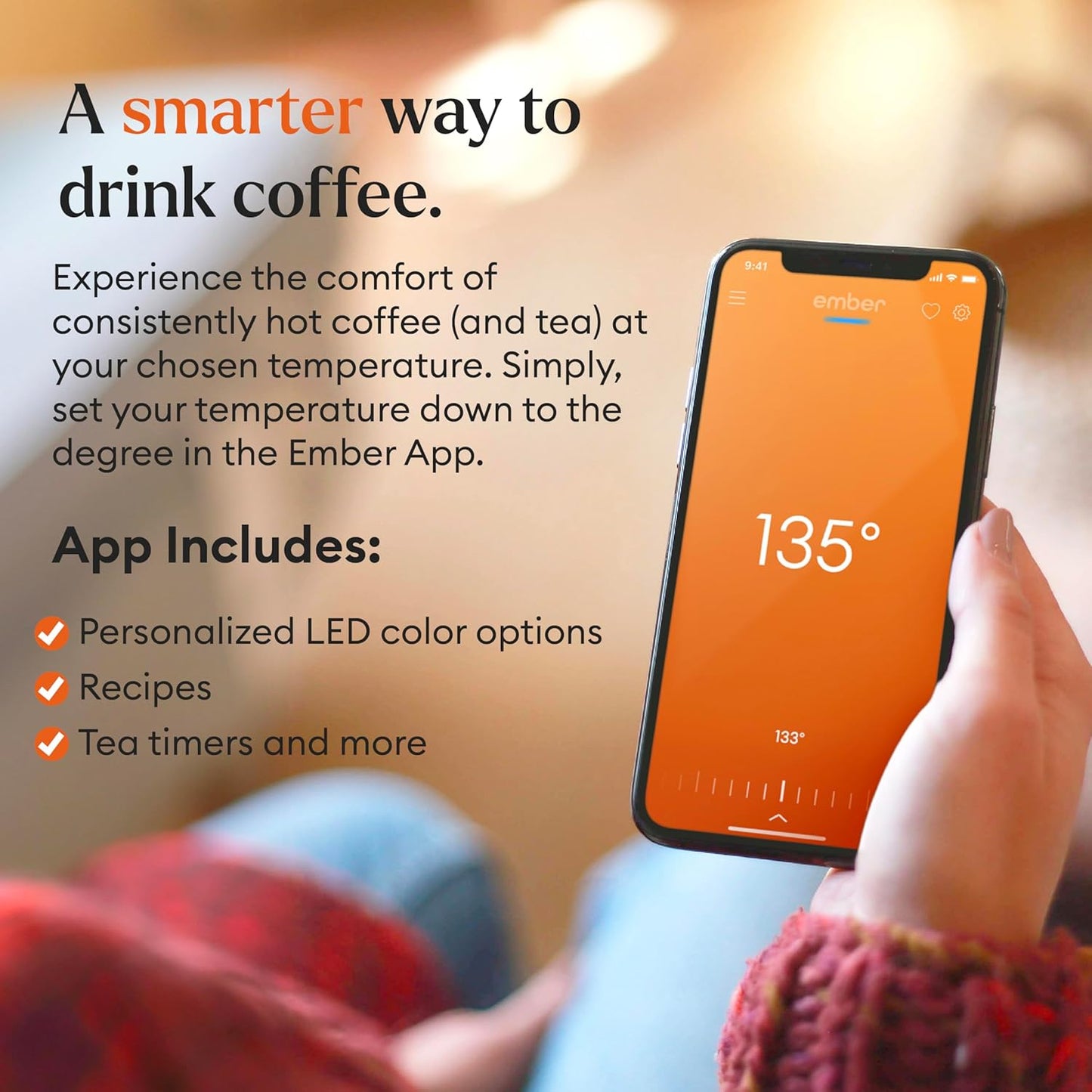 Temperature Control Smart Mug 2, 10 Oz, App-Controlled Heated Coffee Mug with 80 Min Battery Life and Improved Design, Copper